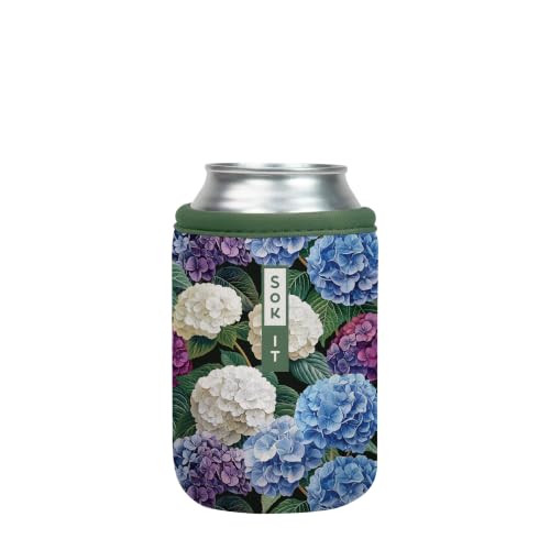 CanSok Sleeve for Beer & Soda Insulated Neoprene Cover (Hydrangea Garden / 12oz Can Sleeve)