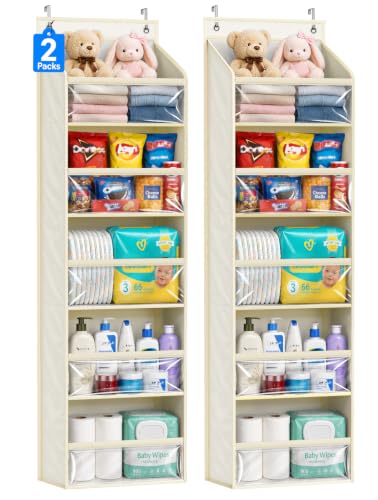 2 Pack Over the Door Organizer (2 Packs / Light Beige)
