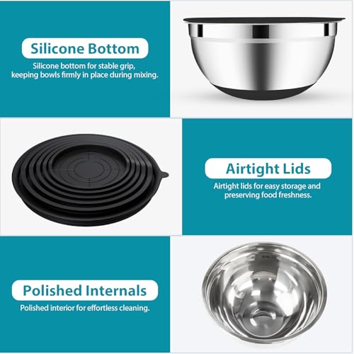 Mixing Bowls Set with Airtight Lids (4.36 Count)