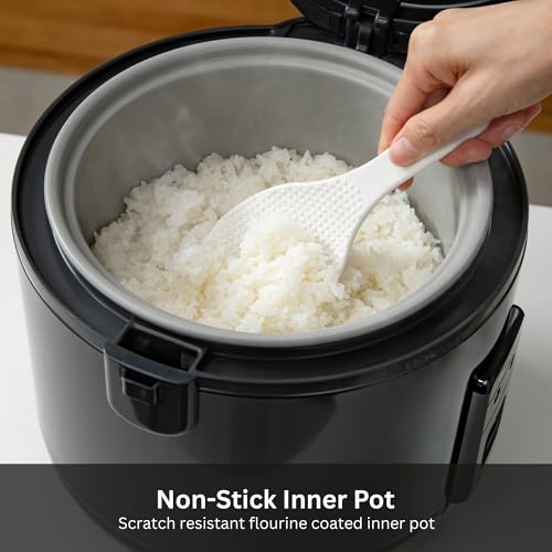 JNP-S18U-KY 10 Cup Capacity Rice Cooker with Non-Stick Inner Pot, Retractable Power Cord, and Keep Warm up to 12 hours, Black (10 cup)