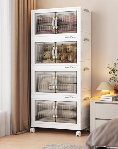 180Qt Stackable Storage Bins with Lid (White / 45QT-4Pack)
