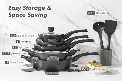 Pots and Pans Set Non stick (Classic Black)
