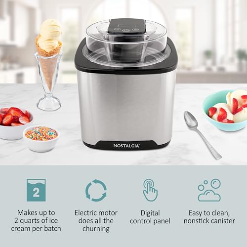 2 Quart Electric Ice Cream Maker (2 QT Digital / Stainless Black)