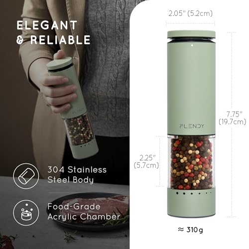Rechargeable Electric Salt and Pepper Grinder Set with Charging Base (Set of 2 with Charging Base / Green)