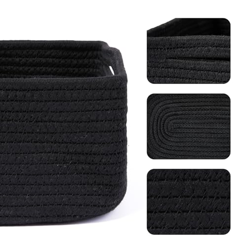 Small Storage Baskets for Organizing (4pcs-L13xW8.5xH5.1" / Black)