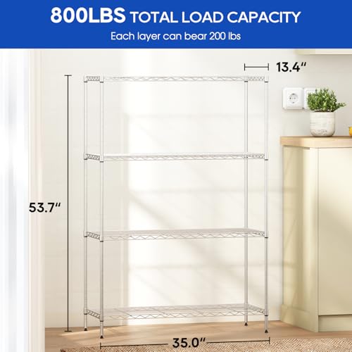 4 Tier Wire Shelf (Chrome / 35×13×53)
