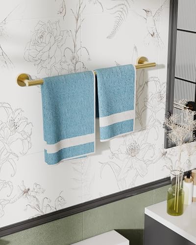 24 Inch Brushed Towel Bar Towel Rack for Bathroom Kitchen Hand Towel Holder Dish Cloths Hanger SUS304 Stainless Steel RUSTPROOF Wall Mount (Brushed Gold / 24 inch(Center to Center))