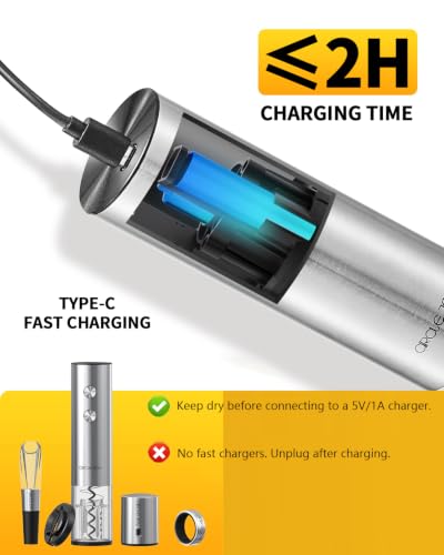Electric Wine Opener Rechargeable 5 (5-in-1 Silver / Rechargeable)