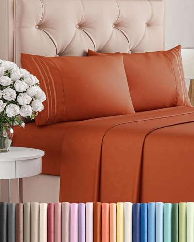 Queen Size 4 Piece Sheet Set (26 - Terracotta / Queen)