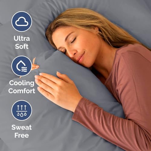Short Queen Size 4 Piece Bed Sheet Set (05 - Steel Blue / Short Queen)