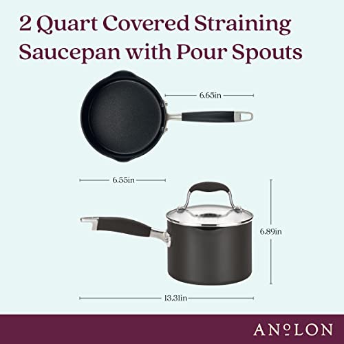Advanced Home Nonstick Saucepan with Straining Lid (2 Quarts / Onyx)