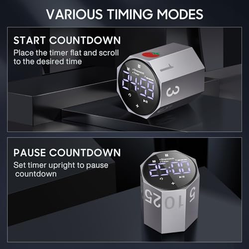 ADHD Pomodoro Timer Metal Gravity Rotation 1.8” LED Large Screen
