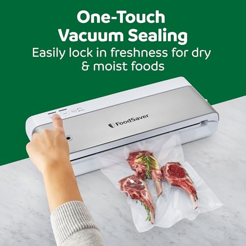 Compact Vacuum Sealer Machine with Airtight Bags and Roll (White)