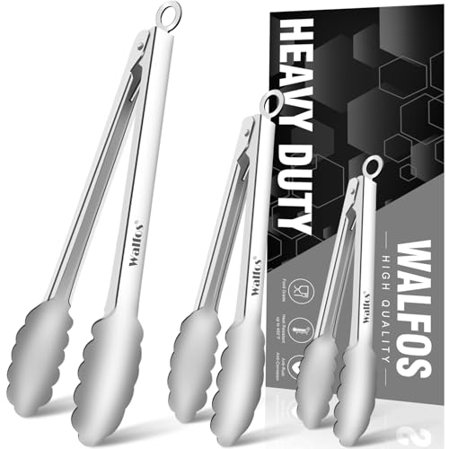 Kitchen Tongs for Cooking (7+9+12 Inch / All Metal)
