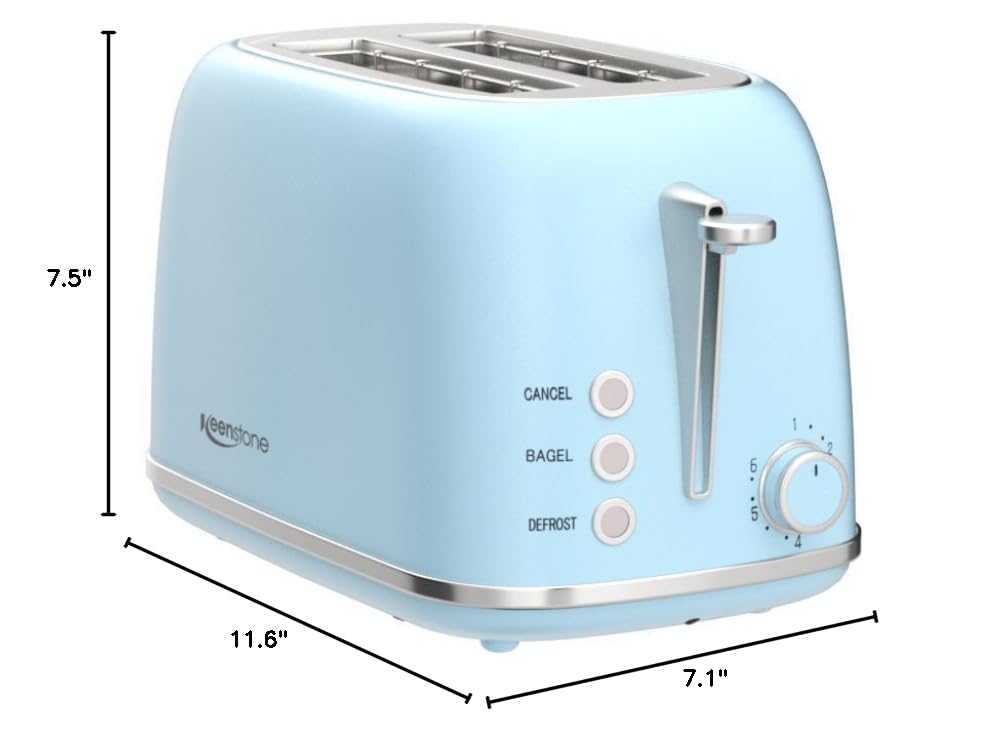 Retro 2 Slice Stainless Steel Toaster with 6 Bread Shade Settings (2 Slice / Blue)