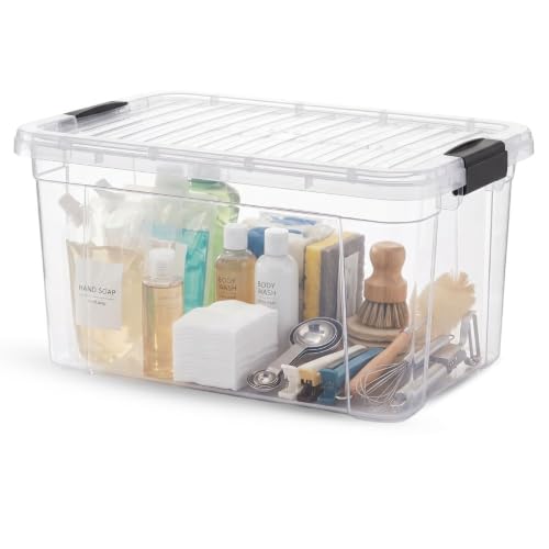 11 Quart Clear Plastic Storage Boxes with Lids (14.15" x 10" x 6.5")