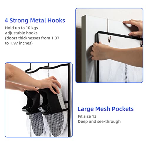 2 Pack White 14 Pockets Over the Door Shoe Organizer (White-2 Pack of 14)