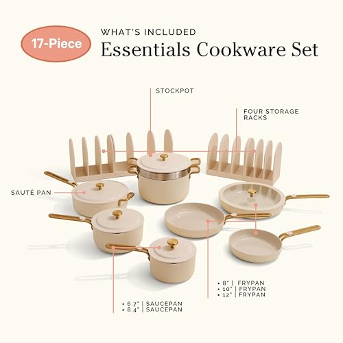 Essentials Complete Cookware Set (Cream / 17 piece)