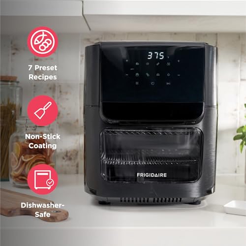 5-in-1 Air Fryer Combo Oven with Viewing Window, Large 12.6 QT Capacity, Digital Display, 5 Cooking Modes, 7 Recipe Presets, Automatic Shake Reminder, PFAS-Free Cooking Surfaces, Black (5-1 Air Fryer)