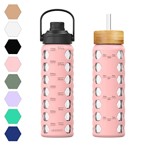 24oz Glass Water Bottle (Pink / 24 Ounces)