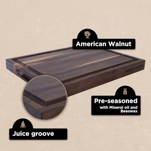 24" Classic Walnut Reversible Cutting Board with Juice Groove (24"L x 18"W)