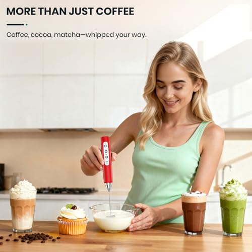 Milk Frother Handheld Rechargeable with Stand