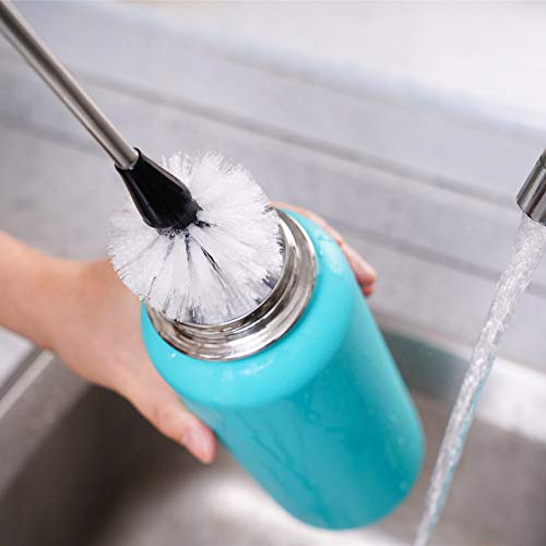 Stainless Steel Bottle Brush with Replaceable Head (White / 13-15 Inch (Pack of 2))