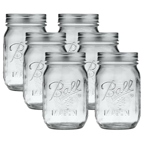 Regular Mouth Glass Mason Jars with Lids and Bands (Pint / 16 Ounce (Pack of 6))