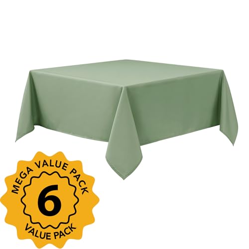 6 Pack Sage Green Tablecloths for Square Tables (Sage Green / 70x70 In, 6 Pack)