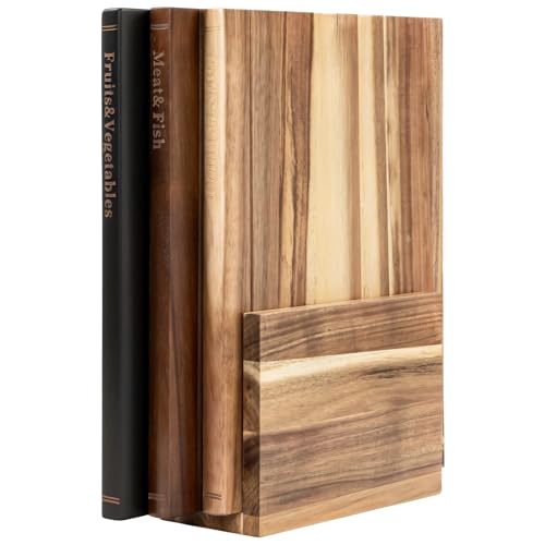 Book Cutting Board Set with Stand (13.8"L x 13.8"W)