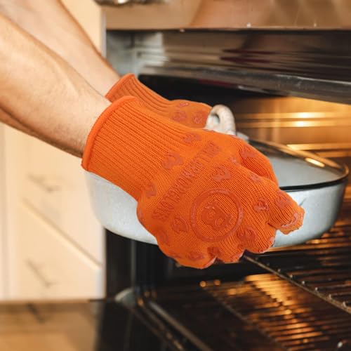 Grill Armor Oven Gloves with Fingers (One Size Fits Most Standard Cuff / Orange)