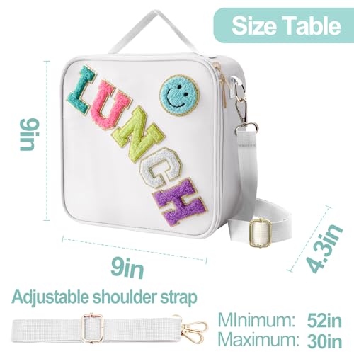 Insulated Lunch Bag With Adjustable Shoulder Strap (White)