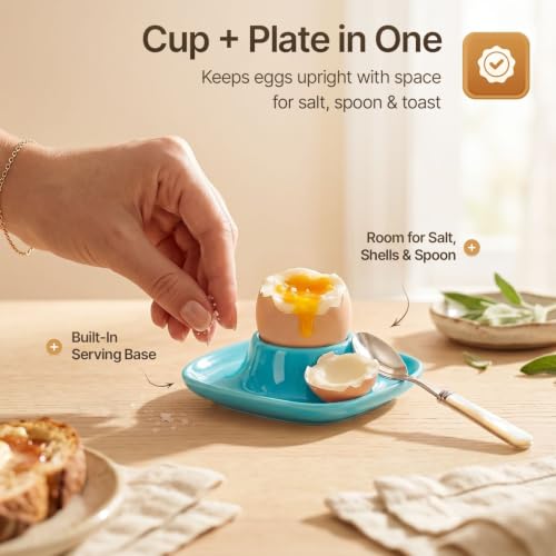 Soft Boiled Egg Cups (6 Pack / Square Style, Blue)