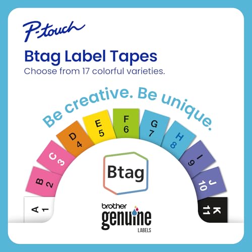 P-Touch PT-N10 Personal Handheld Label Maker, Portable and Prints, P-Touch Btag ~½” (12mm) Wide Color Personalized Label Tapes