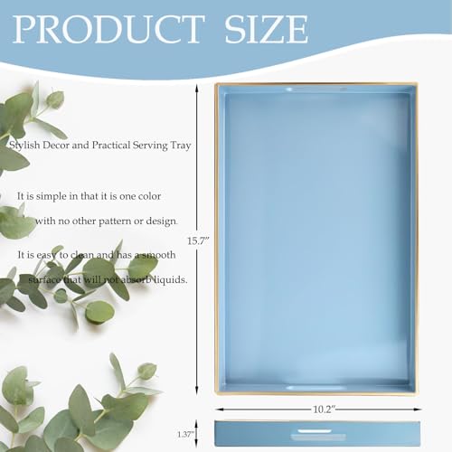 Blue Decorative Serving Tray with Handles (Pure Blue)