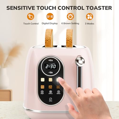 Smart Touch Screen Toaster 2 Slice (Extra Wide Slot / Pink)