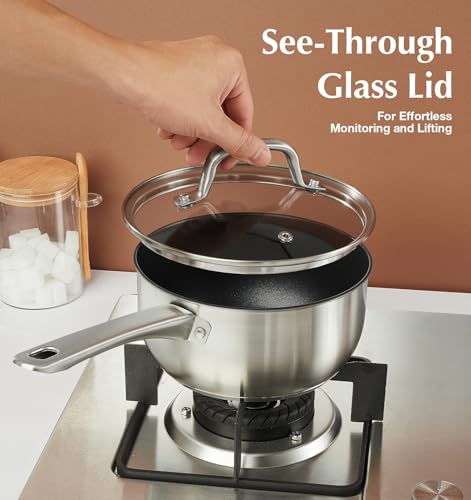 Stainless Steel Saucepan Set (Black / 1+2+3 Quart)