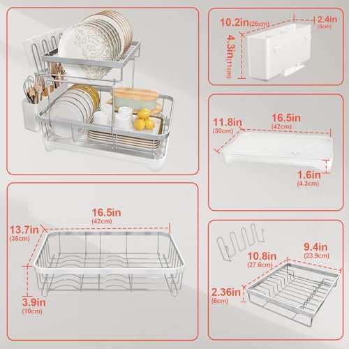 Dish Drying Rack for Kitchen Counter (2-tier - White)
