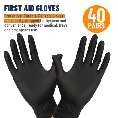 Individually Wrapped Black Disposable Nitrile Gloves (Black of 800 / Medium)