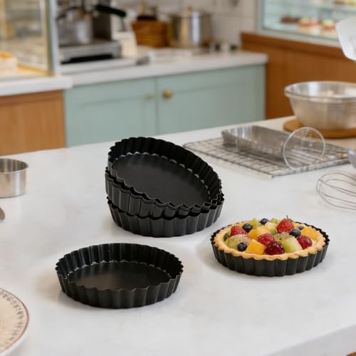 6 Pack 5in Mini Tart Pans with Removable Bottom for Baking