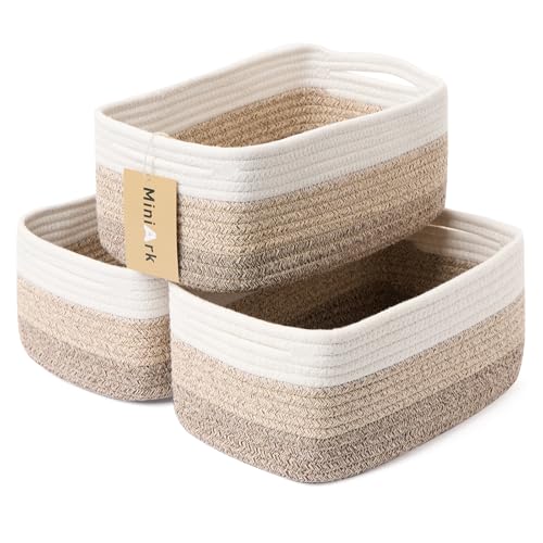 Small Storage Baskets for Organizing (3pcs-L13xW8.5xH5.1" / Gradient Brown)