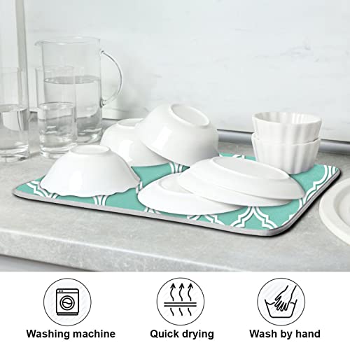 Super Absorbent Dish Drying Mat (Seamless Moroccan Pattern / 18" x 24")