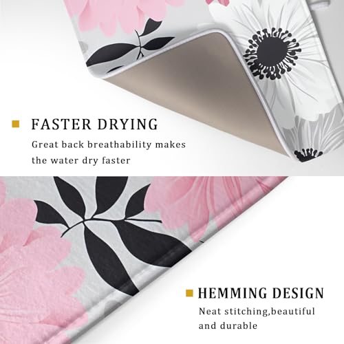 Blossom Florals Dish Drying Mat Abstract Daisy Flower Drainer Pad Absorbent Dish Rack Mats for Coffee Bar 18 X 24 Inch (Watercolor Daisy 1021 / 24" x 18")