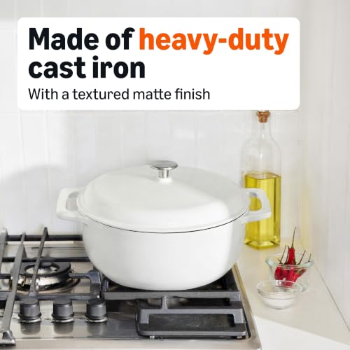 Enameled Cast Iron Dutch Oven Pot with Lid (Matte White / 6-Quart)