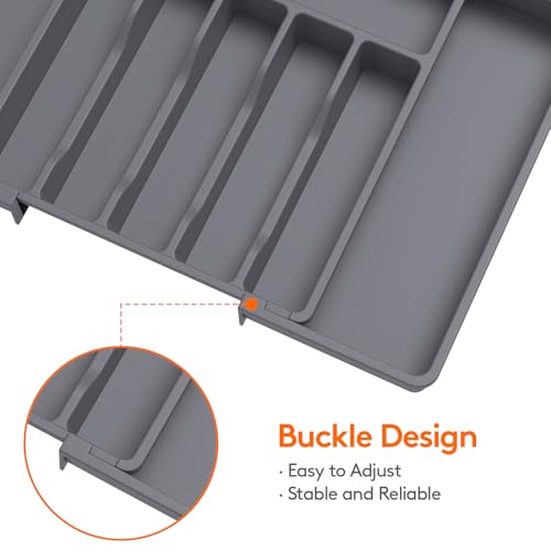 Extra Large Silverware Drawer Organizer (Dark Gray / XL (13-22''W x 15''D))