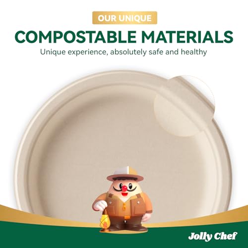 Compostable Heavy Duty Plates 𝟭𝟬 𝗜𝗻𝗰𝗵 [𝟱𝟬𝟬 𝗣𝗮𝗰𝗸] Eco (500 Count (Pack of 1) / Brown)
