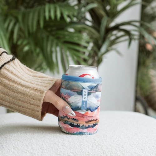 CanSok Sleeve for Beer & Soda Insulated Neoprene Cover (Wanderlust Wonders / 12oz Slim Can Sleeve)