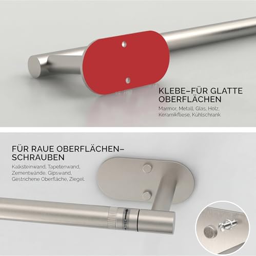 Brushed Nickel Paper Towel Holder Under Cabinet Self Adhesive (Brushed Nickel / Standard Holder)