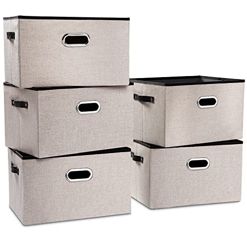 Larger Collapsible Storage Bins for Closet [5 (Light Grey / Jumbo(5-Pack))