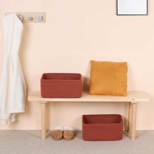Large Storage Baskets for Organizing (4pcs-L17×W13×H7.5" / Oxide Red)